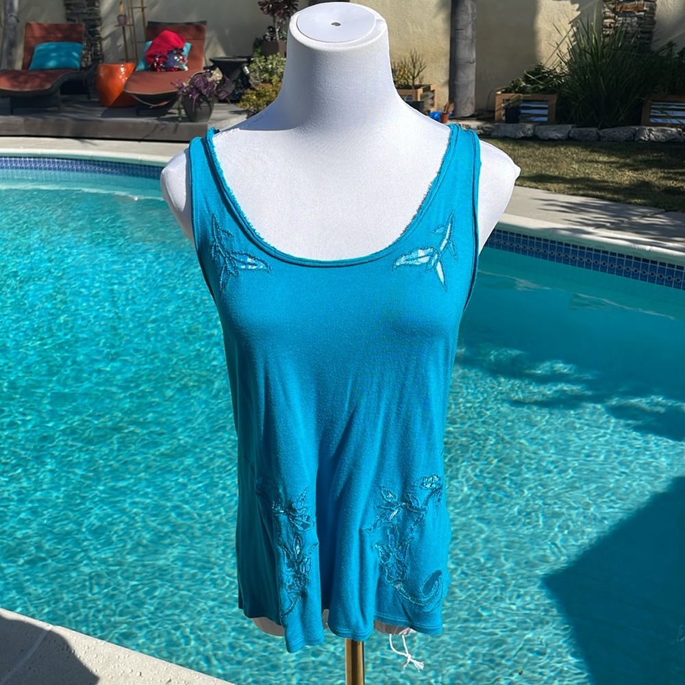 Distressed turquoise Tank top by Princess Vera Wang | Size Medium